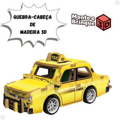 Imagem de Quebra Cabeça de Madeira 3D Mini Veículo Táxi - Dm Toys