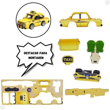 Imagem de Quebra Cabeça de Madeira 3D Mini Veículo Táxi - Dm Toys