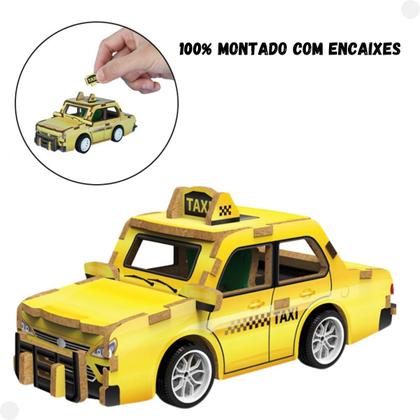 Imagem de Quebra Cabeça de Madeira 3D Mini Veículo Táxi - Dm Toys