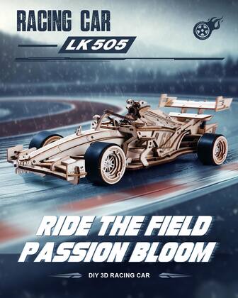 Imagem de Quebra-cabeça de madeira 3D Wowood Racing Car LK505 para adultos/adolescentes