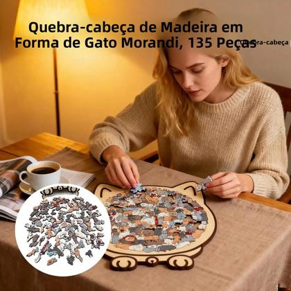 Imagem de Quebra-Cabeça De Madeira Em Forma De Gato 135 Peças Quebra-Cabeça De Gato Para Crianças Figuras De