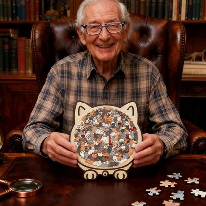 Imagem de Quebra-Cabeça De Madeira Em Forma De Gato 135 Peças Quebra-Cabeça De Gato Para Crianças Figuras De