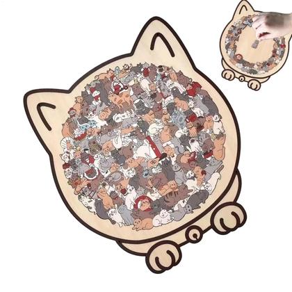 Imagem de Quebra-Cabeça De Madeira Em Forma De Gato 135 Peças Quebra-Cabeça De Gato Para Crianças Figuras De