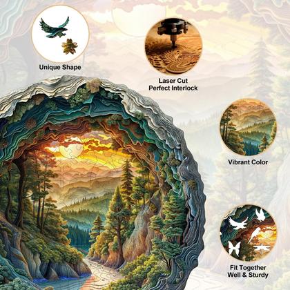 Imagem de Quebra-cabeça de madeira KAAYEE Cave Forest 3D Vision Effect 300 unidades