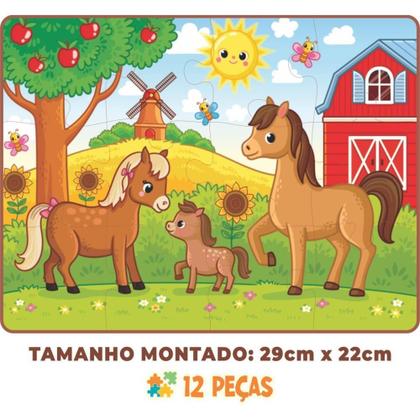 Imagem de QUEBRA-CABEÇA de Madeira Vida em Família Cavalo 12 Peças