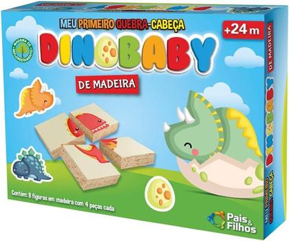 Imagem de Quebra Cabeça Dino Baby Madeira 32 Pcs Pais e Filhos 10782.1