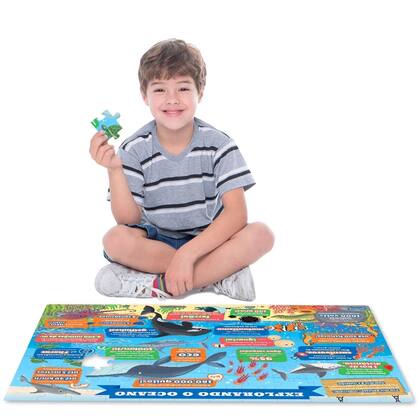 Imagem de Quebra Cabeça Educativo Explorando O Oceano 120 Peças Grande - Toyster
