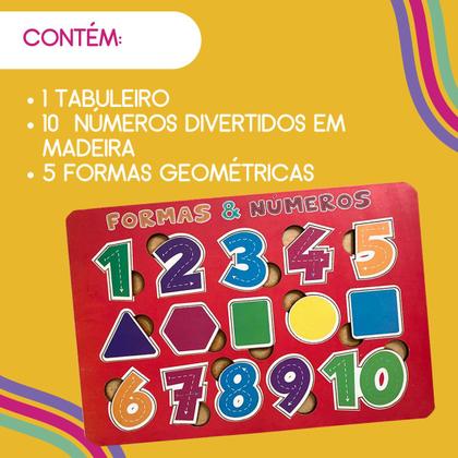 Imagem de Quebra-Cabeça  Encaixe Formas e Números Brinquedo Pedagógico