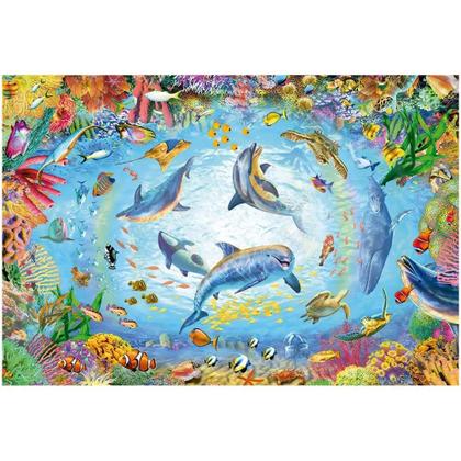Imagem de Quebra cabeca golfinhos no oceano 1000 mini pecas grow