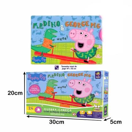 Imagem de Quebra Cabeça Grande Peppa Pig George Brincanco Com Dino 24p
