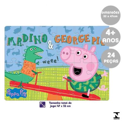 Imagem de Quebra Cabeça Grande Peppa pig Mr Dino e George Pig 24 Pcs - MIMO