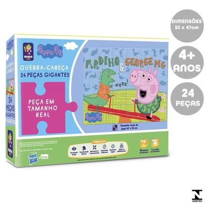 Imagem de Quebra Cabeça Grande Peppa pig Mr Dino e George Pig 24 Pcs - MIMO