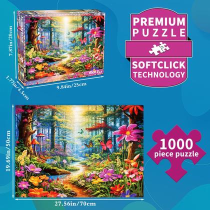 Imagem de Quebra-cabeça HUADADA 1000 peças para adultos - florestas coloridas