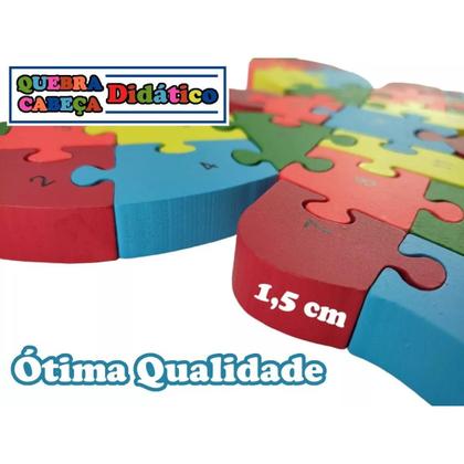 Imagem de Quebra Cabeça Infantil 3D Madeira  Alfabeto 26 Pçs boboleta Toy