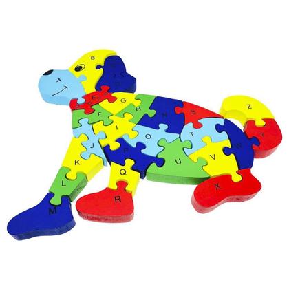 Imagem de Quebra Cabeça Infantil 3D Madeira MDF Alfabeto 26 Peças Dog - Toy Mix