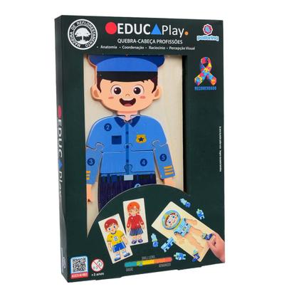 Imagem de Quebra Cabeça Infantil Educa Play Profissões Colorido Brinquedo Educativo de Montar