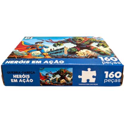 Imagem de Quebra Cabeça Infantil Heróis em Ação 160 Peças Educativo