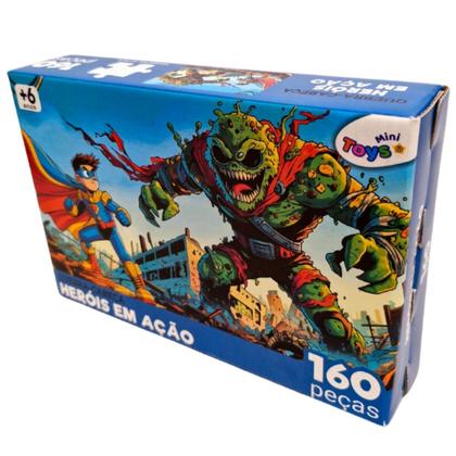 Imagem de Quebra Cabeça Infantil Heróis em Ação 160 Peças Educativo