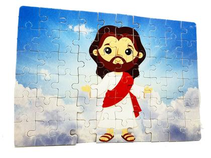 Imagem de Quebra-Cabeça Infantil Jesus Ressuscitado de  60 peças com Terço