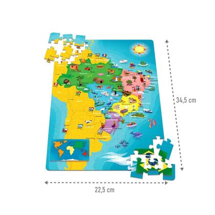 Imagem de Quebra Cabeça Infantil Mapa Do Brasil 100 Peças Didático - Toyster