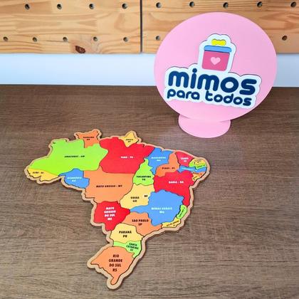 Imagem de Quebra cabeça Infantil Mapa do Brasil 26 peças Brinquedos Educativos Escolar de Madeira Maninho 3 anos