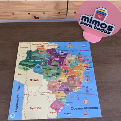 Imagem de Quebra cabeça Infantil Mapa Estados do Brasil Brinquedos Educativos Pedagógico Escolar MDF Simque 7 anos