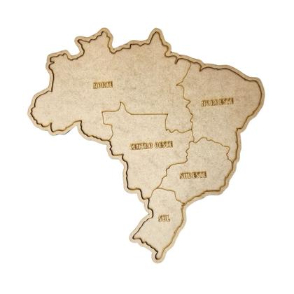 Imagem de Quebra cabeça Infantil Mapa Grande Regiões, Estados e Capitais Brinquedos Educativos Escolar Maninho 3 anos