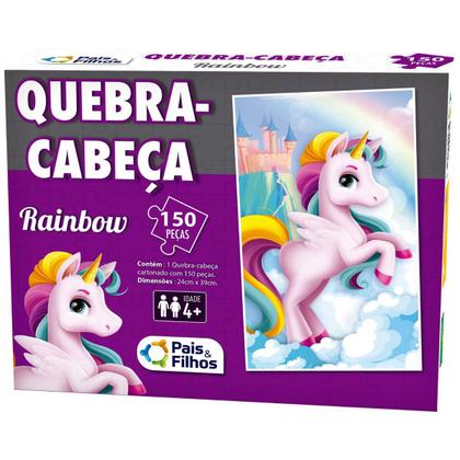 Imagem de Quebra Cabeça Infantil Rainbow Unicórnio Com 150 Peças Puzzle Menina Desafio Rapido Fantasia Monta Presente Familia