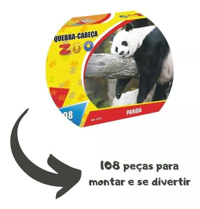 Imagem de Quebra Cabeça Infantil Zoo Panda Brinquedo Educativo Pedagógico 108 Pçs