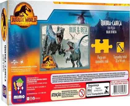 Imagem de Quebra Cabeça Jurassic World Blue e Beta 200 Peças Mimo 2089