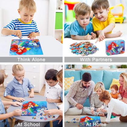 Imagem de Quebra-cabeça LELEMON Mermaid 100 peças com caixa de metal para crianças de 4 a 8 anos