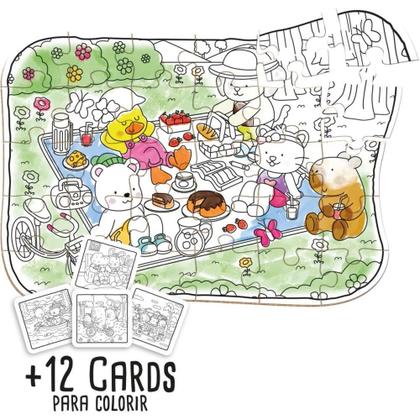 Imagem de QUEBRA-CABEÇA Madeira COMFY e COZY para Colorir 30 Peças com GIZ de Cera