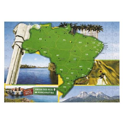 Imagem de Quebra Cabeça Mapa Do Brasil 108 Peças Ideal Pra Aprender Estados Capitais Geografia Brinquedo Infantil Pedagógico - Nig