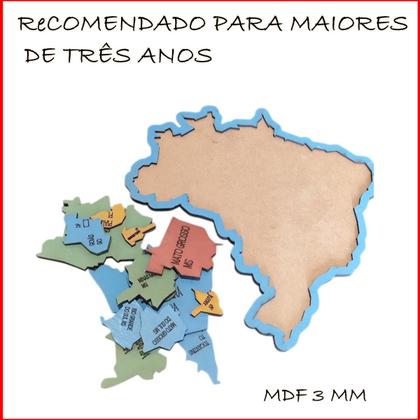 Imagem de Quebra Cabeça Mapa Do Brasil 26 Peças 30x30 cm Em Mdf Brinquedo Educativo