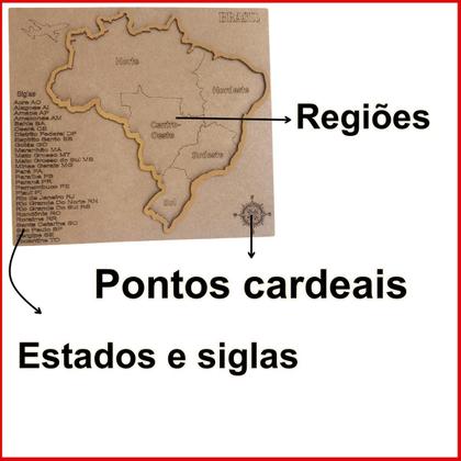 Imagem de Quebra Cabeça Mapa Do Brasil 26 peças Grande Completo Brinquedo Educativo Mdf