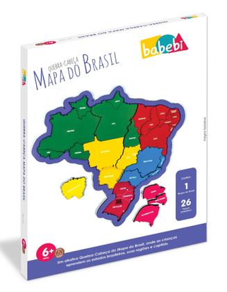 Imagem de Quebra Cabeca Mapa do Brasil Babebi Brinquedo Infantil Pedagogico Estados Capitais e Regioes