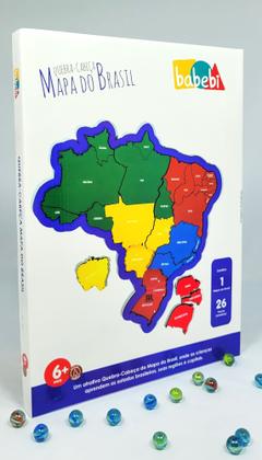 Imagem de Quebra Cabeca Mapa do Brasil Babebi Brinquedo Infantil Pedagogico Estados Capitais e Regioes