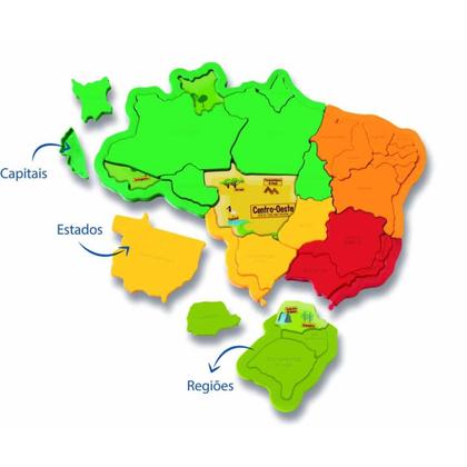 Imagem de Quebra Cabeça Mapa Do Brasil Em 3D Elka 1109