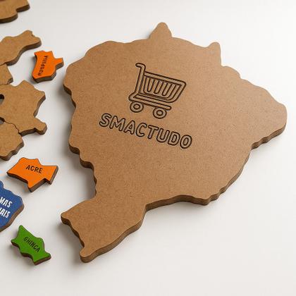 Imagem de Quebra-Cabeça Mapa do Brasil em MDF Educativo 26 Peças