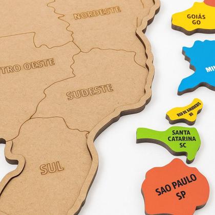 Imagem de Quebra-Cabeça Mapa do Brasil em MDF Educativo 26 Peças - Smactudo