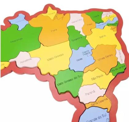 Imagem de Quebra-cabeça Mapa do Brasil - Regiões, Estados e Capitais em Madeira New - 306