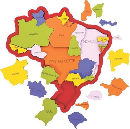 Imagem de Quebra-cabeça Mapa do Brasil Regiões Estados e Capitais - Newart Toys