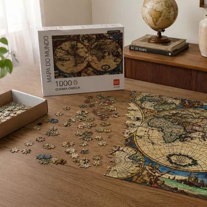 Imagem de Quebra Cabeça Mapa Mundi Antigo 1000 Peças 70x50cm