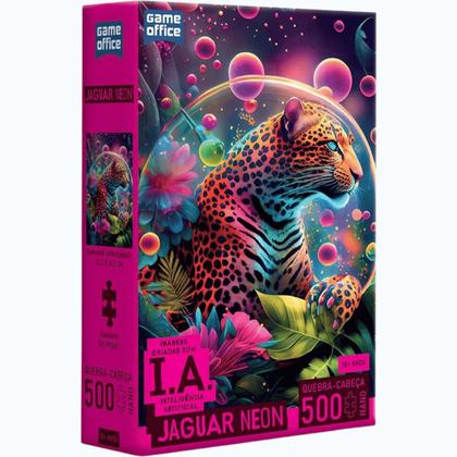 Quebra-Cabeça Nano Imagem Feita com IA: Jaguar Neon 500 pçs