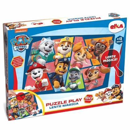 Imagem de Quebra-Cabeça Patrulha Canina com 60 Peças e Lente Mágica Elka
