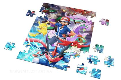 Imagem de Quebra Cabeça Personalizado Pokemon Ash e Greninja 120 Peças
