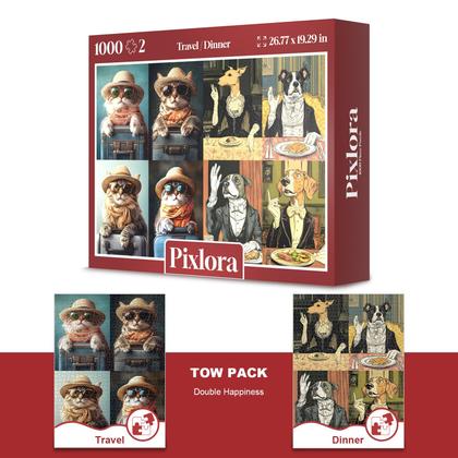 Imagem de Quebra-cabeça Pixlora, pacote com 2 peças para cães e gatos
