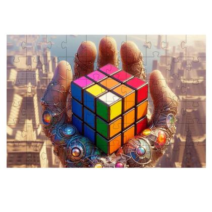 Imagem de Quebra-Cabeça Plano Cubo Mágico De 88 Peças Mdf