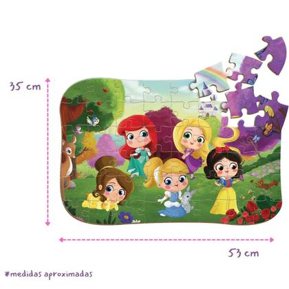 Imagem de Quebra Cabeça Princesas 48 Peças Gigantes Em Madeira Brincadeira de Criança +4 Anos