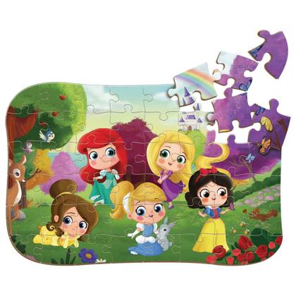 Imagem de Quebra Cabeça Princesas 48 Peças Gigantes Em Madeira Brincadeira de Criança +4 Anos